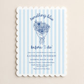 Faire-part de bapteme de mariage avec rayures bleu