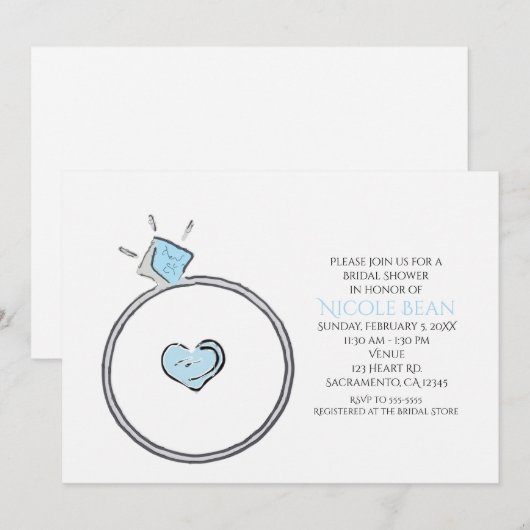 Faire-part de bapteme de mariage de bague de fianç (Devant / Derrière)