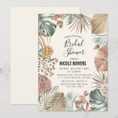 Faire-part de bapteme de mariage floral aquarelle (Devant / Derrière)