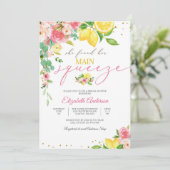 Faire-part de bapteme de mariage floral au citron (Debout devant)