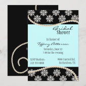 Faire-part de bapteme de mariage Perles Élégantes (Devant / Derrière)