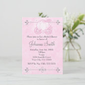 Faire-part de bapteme de mariage rose Carrosse de (Debout devant)
