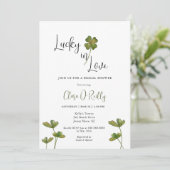 Faire-part de bapteme de mariage Shamrock Chanceux (Debout devant)