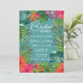 Faire-part de bapteme de mariage tropical sarcelle (Debout devant)