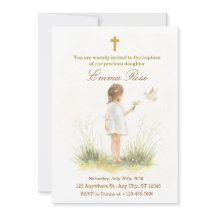 Faire-part de baptême élégant pour fille