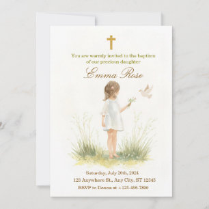 Faire-part de baptême élégant pour fille
