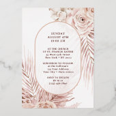 Faire-part de baptême en aluminium Boho Roses (Verso)