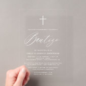 Faire-part de baptême espagnol Script White (In situ (ordinateur de poche))