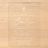Faire-part de baptême espagnol Script White (Recto)