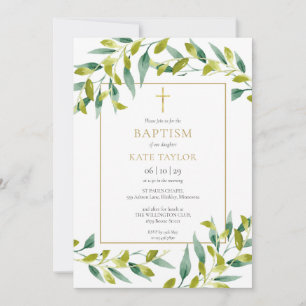 Faire-part de baptême feuillage verdure