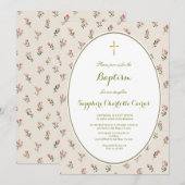 Faire-part de baptême fille aquarelle fleurs paste (Devant / Derrière)