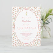 Faire-part de baptême fille aquarelle fleurs paste (Debout devant)