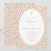 Faire-part de baptême fille aquarelle fleurs paste (Devant / Derrière)