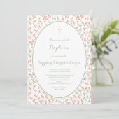 Faire-part de baptême fille aquarelle fleurs paste (Debout devant)