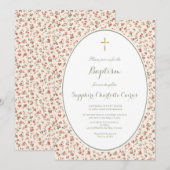 Faire-part de baptême fille aquarelle fleurs paste (Devant / Derrière)