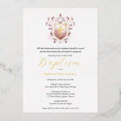 Faire-part de baptême fille Dusty Rose Crest (Recto)