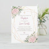 Faire-part de baptême fille pour invitations de ba (Debout devant)