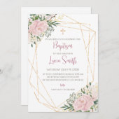 Faire-part de baptême fille pour invitations de ba (Devant / Derrière)