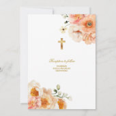Faire-part de baptême fille rose pêche (Dos)