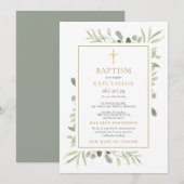 Faire-part de baptême floral annonce différée (Devant / Derrière)