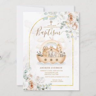 Faire-part de baptême floral élégant de l'Arche de