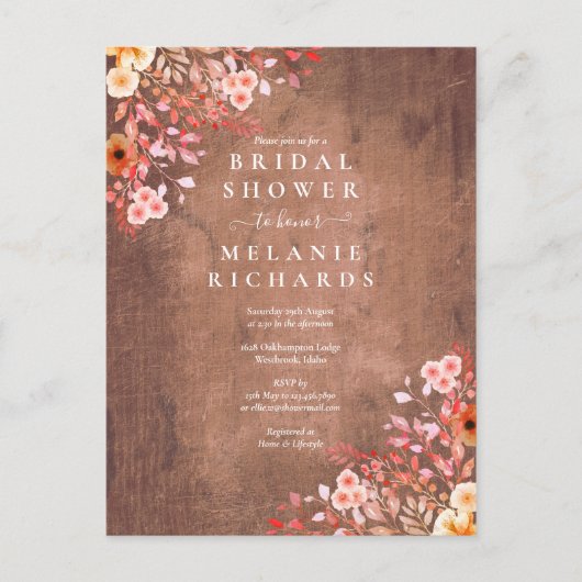 Faire-part de bapteme floral Fleurs sauvages rusti (Devant)