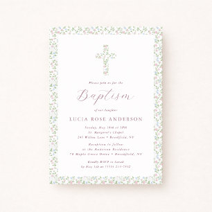 Faire-part de baptême floral minuscule Cottagecore