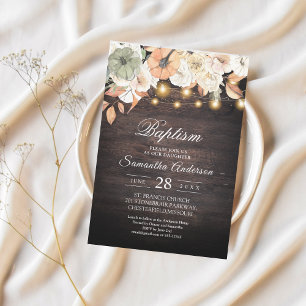 Faire-part de baptême Floral Rustique Bois d'Aut