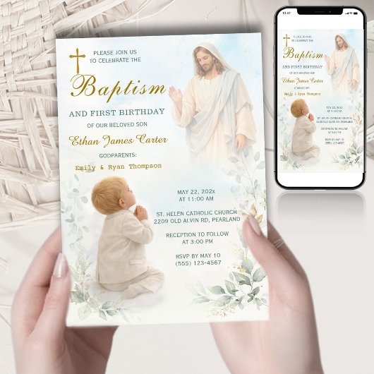 Faire-part de baptême garçon annonce parrain marra