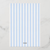 Faire-part de baptême garçon bleu bow et rayures (Verso)