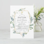 Faire-part de baptême géométrique à l'aquarelle Eu (Debout devant)
