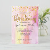 Faire-part de baptême moderne fille aquarelle (Debout devant)