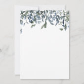 Faire-part de Baptême Moderne Fleurs Bleues Feuill (Dos)