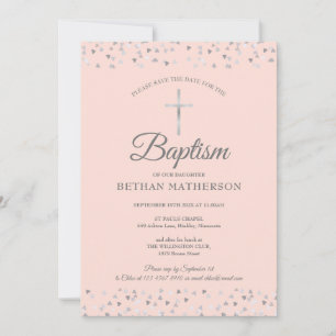 Faire-part de baptême ou de christening à coeurs a