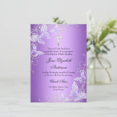 Faire-part de baptême Papillon Tourbillon Violet & (Debout devant)