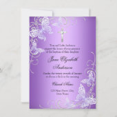 Faire-part de baptême Papillon Tourbillon Violet & (Devant)