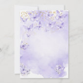 Faire-part de baptême papillon violet or lavande (Dos)