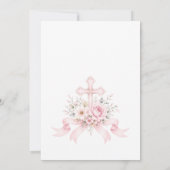 Faire-part de baptême pour bébé fille à fleurs ros (Dos)