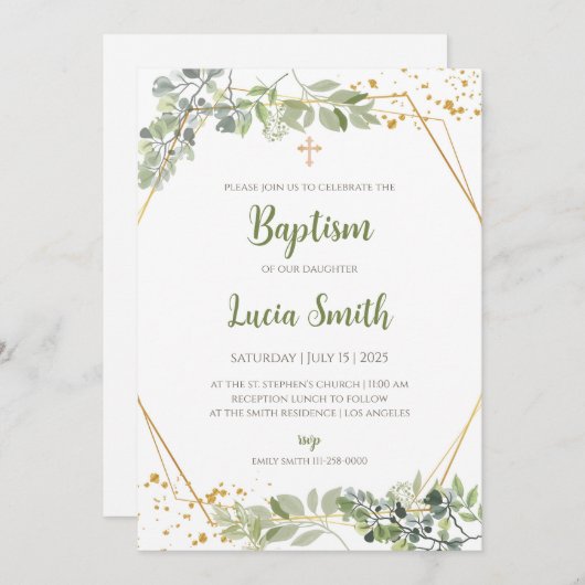 Faire-part de baptême pour filles Cartes de baptêm (Devant / Derrière)