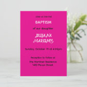 Faire-part de baptême rose chaud minimaliste (Debout devant)
