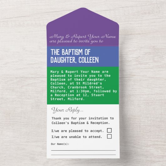 Faire-part de baptême tout-en-un (À l'intérieur)