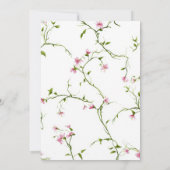 Faire-part de baptême vert botanique rose (Dos)