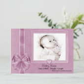 Faire-part de bébé à rebut rose (Debout devant)