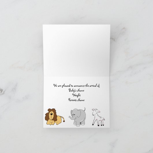 Faire-part de bébé de l'arche de Noé (Intérieur)