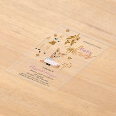 Faire-part de bébé faon aquarelle rose (Poser)