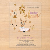 Faire-part de bébé faon aquarelle rose (Recto)