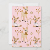 Faire-part de bébé faon aquarelle rose (Dos)