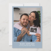 Faire-Part de Bébé Fleur Bleu Poussière Oh Boy (Dos)
