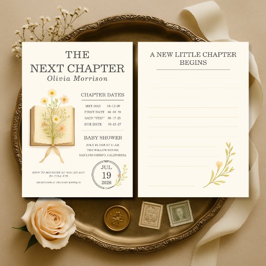Faire-Part de Bébé Floral Books Prochain Chapitre