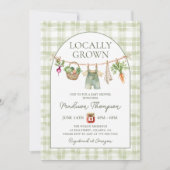 Faire-Part de Bébé Garçon Gingham Vert Sauge Local (Devant)